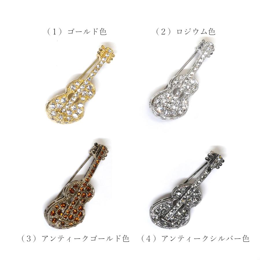 ブローチ ギター 楽器 音楽 ミュージック パヴェ加工 カットビーズ