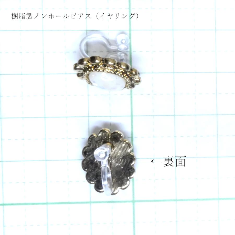 ノンホールピアス イヤリング 樹脂 アンティーク カボション タマムシ
