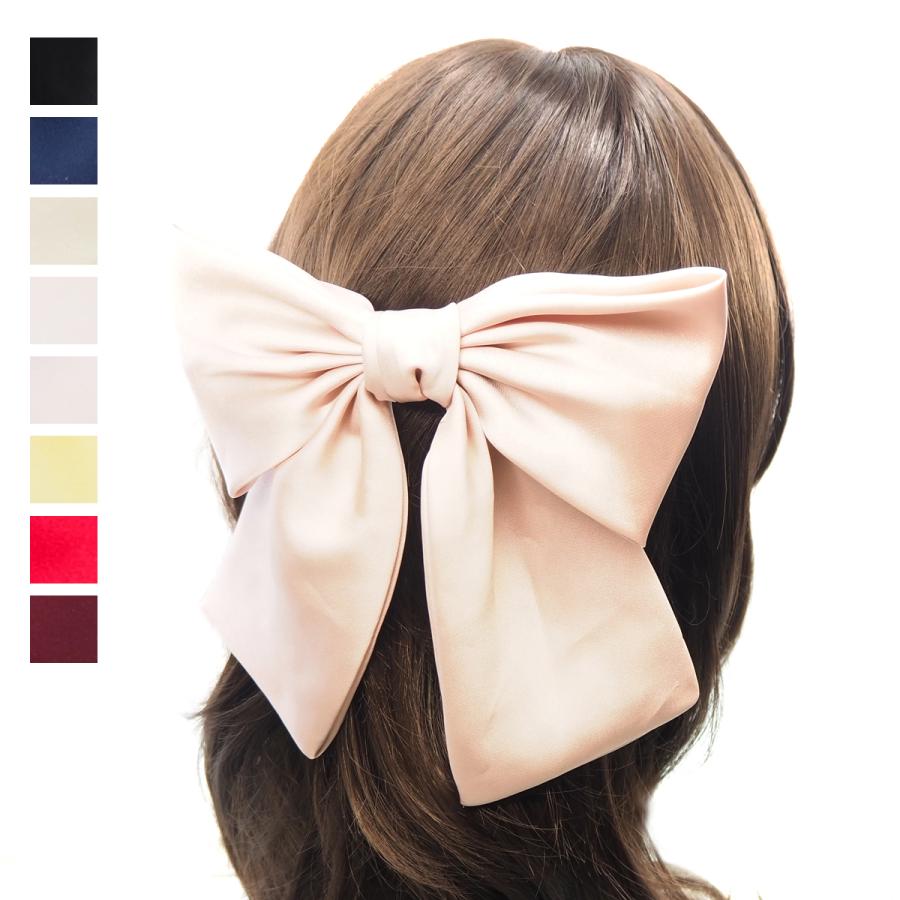 大正ロマン リボン 髪飾り 卒業式 レトロ リボンバレッタ 入学式 和装 着物 袴 サテン布袋縫い の商品画像