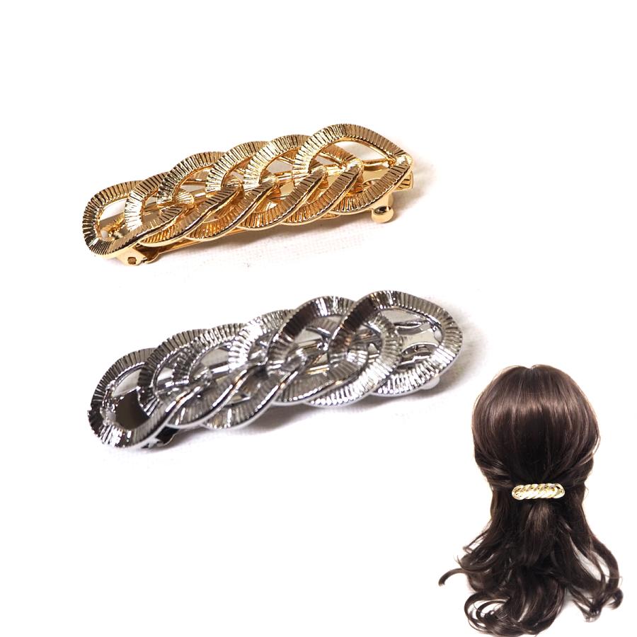 ヘアバレッタ チェーン 鎖 軽量 ボリュームあり 豪華 メタル ヘアバレッタ チェーン 鎖 軽量 ボリュームあり 豪華 メタル