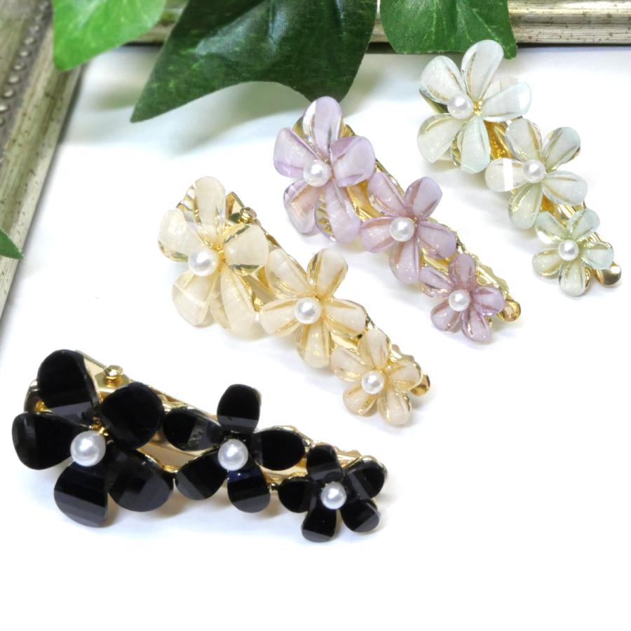ヘアクリップ フラワー ミラーカラー 花 ワンポイント 髪飾り 髪留め