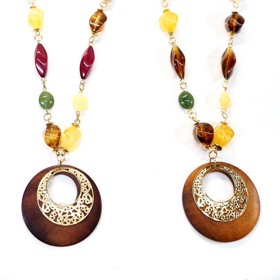 大きい染木ペンダント レディース ネックレス ナチュラルイメージ