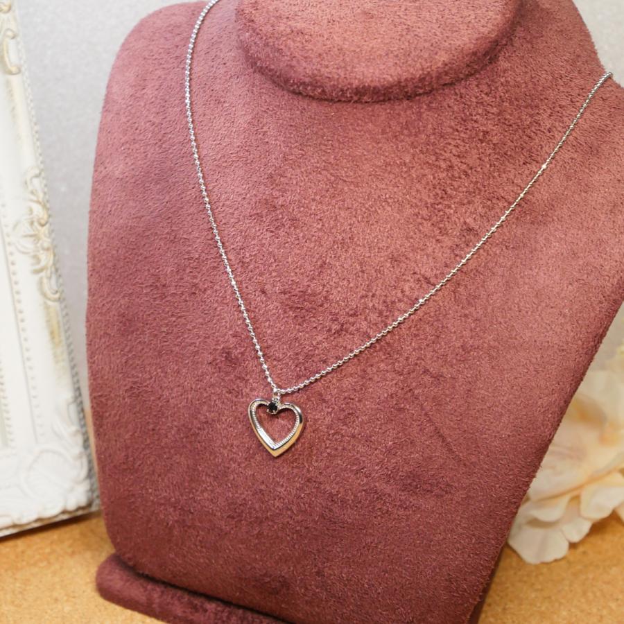 ネックレス レディース プチペンダント ハート 透かしハート ショート