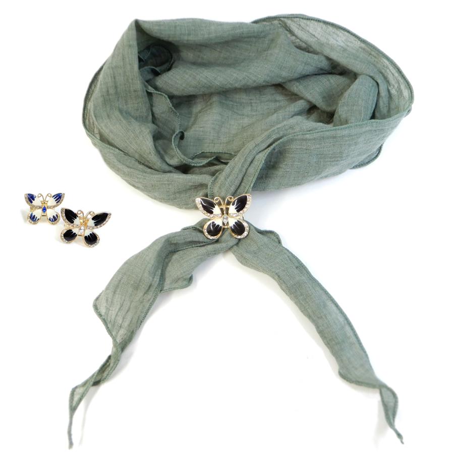 スカーフリング レディース 蝶 バタフライ カラーエナメル 伸び縮み