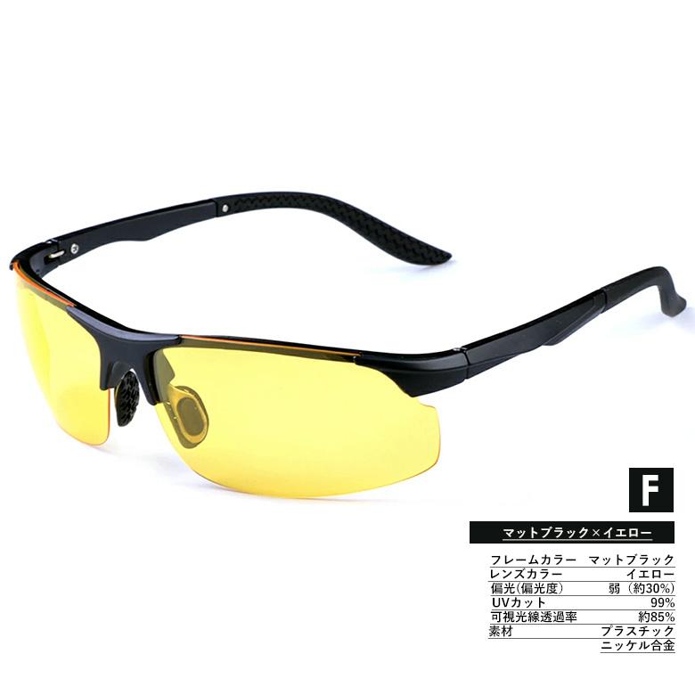 偏光スポーツサングラス U21 メンズ レディース UVカット 夜間＆雨天用