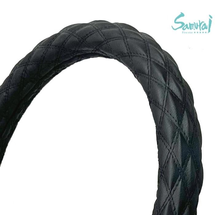 極太 ハンドルカバー ソフトレザー ブラック ダブルステッチ LL