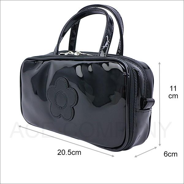 新品 未使用 MARY QUANT 花柄 底 エナメルバッグ 取外しポーチ付き mq1125-241.jpg