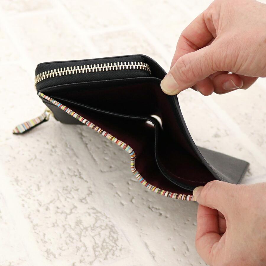 【新品未使用】ポールスミス　コンパクトウォレット　ジップストローグレイン Paul Smith ジップストローグレイン コンパクトウォレット ネイビー