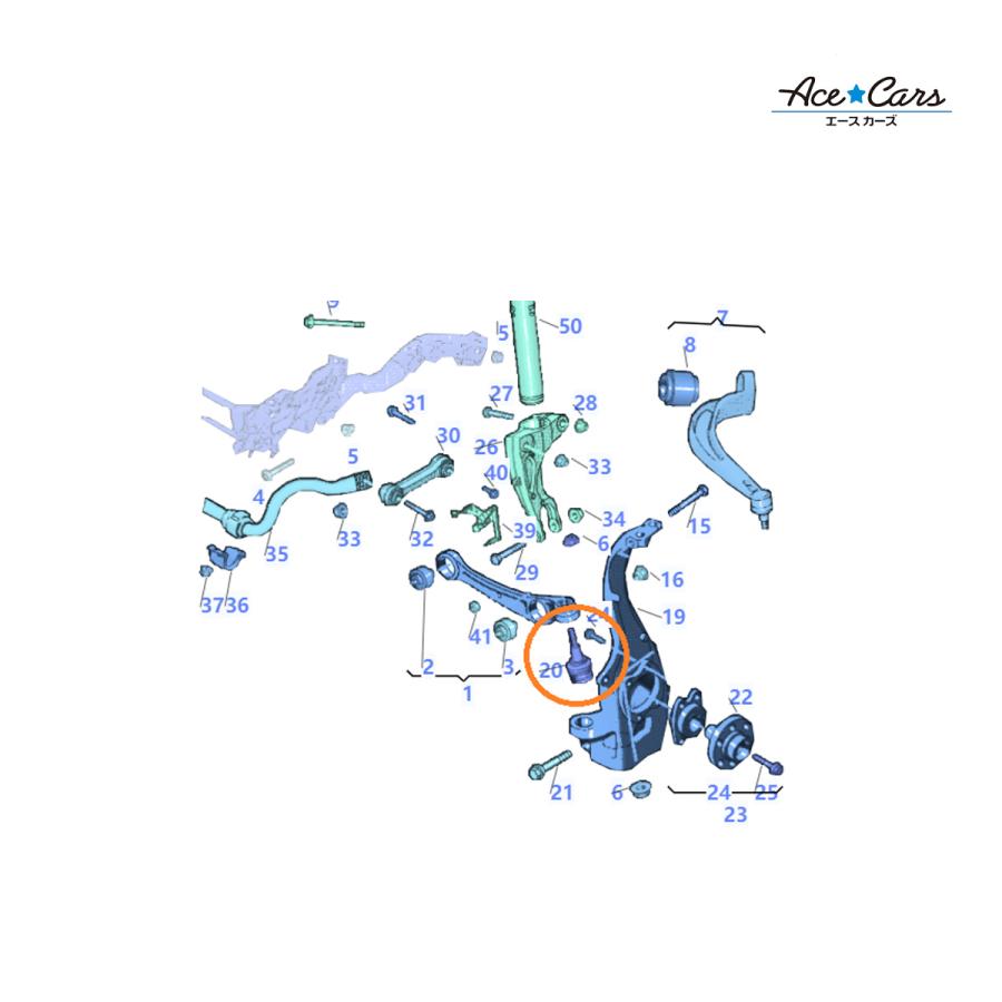 【並行輸入品】AUDI A7 S7 4G D4 フロントロアアーム ボールジョイント 4G0407689 #AU31_2