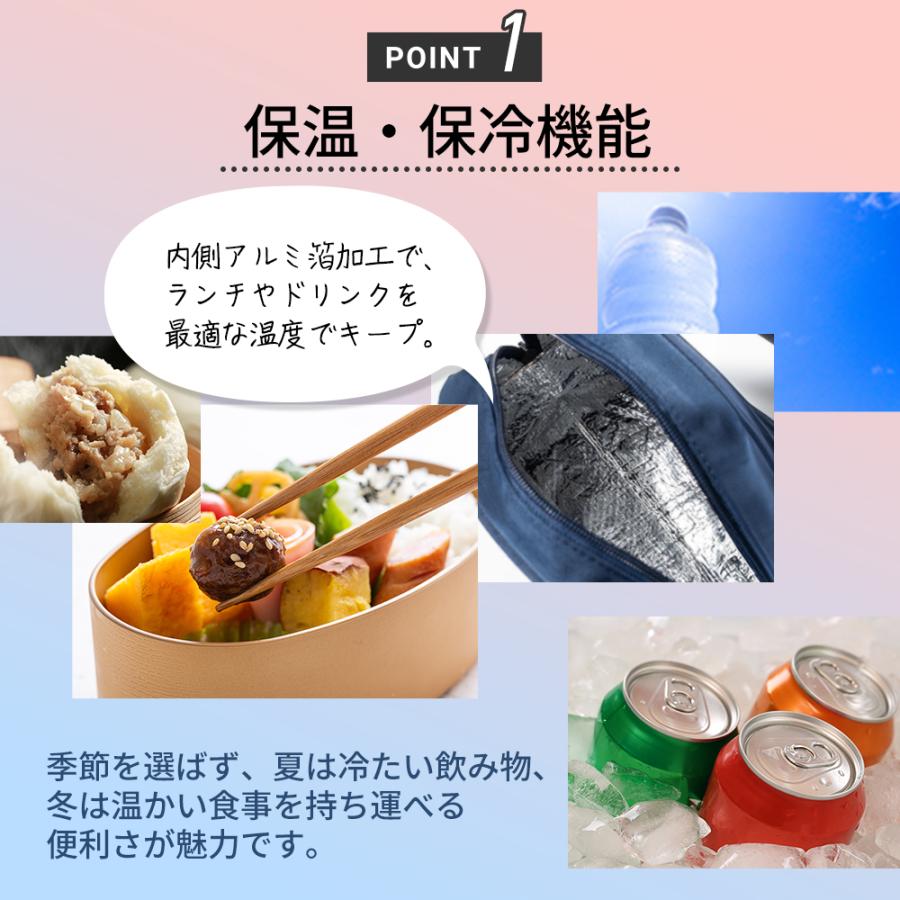 ランチバッグ 保冷バッグ 撥水 お弁当入れ 保冷 保温 お弁当袋  シンプル ポケット付き チャック付き 持ちやすい 雨の日安心 撥水仕様 汚れにくい 学生 子供 |  | 05