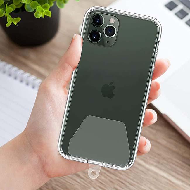 スマホ ストラップ パッチ 2枚セット 黒 グレー 半透明 白 ケース カバー タグ シール  携帯 アクセサリー 爆買 |  | 12