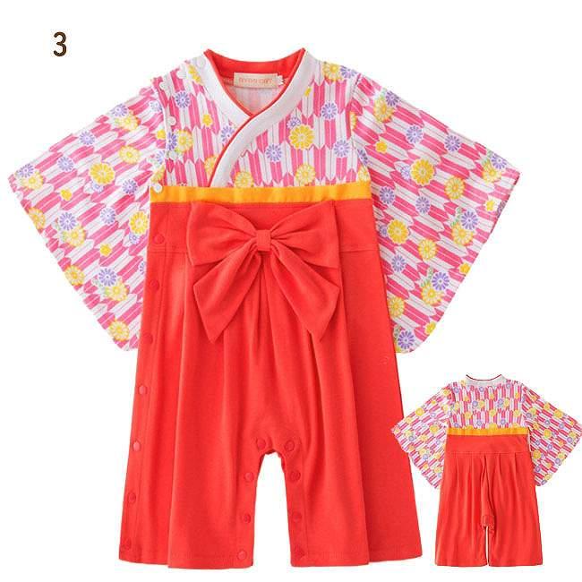 袴 ロンパース ひなまつり カバーオール 袴風 ベビー 子供服 ベビー服