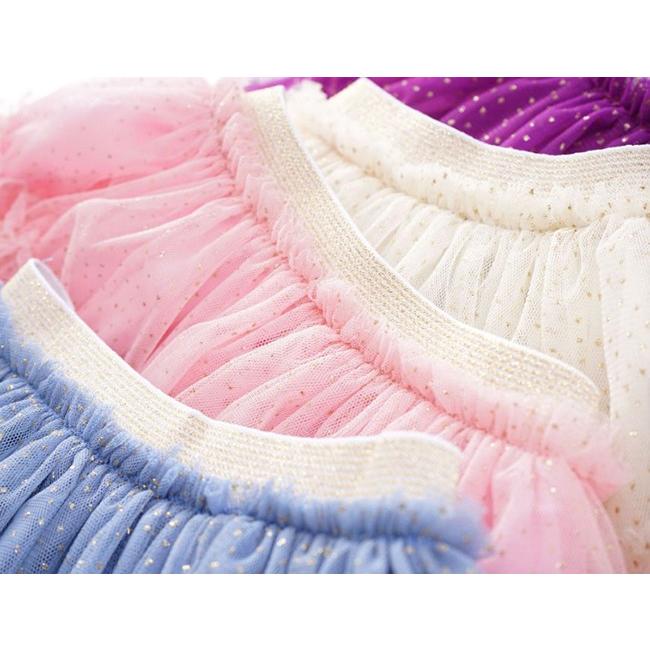 裏地付き ラメ入り チュールスカート 子供 キッズ ベビーチュチュ