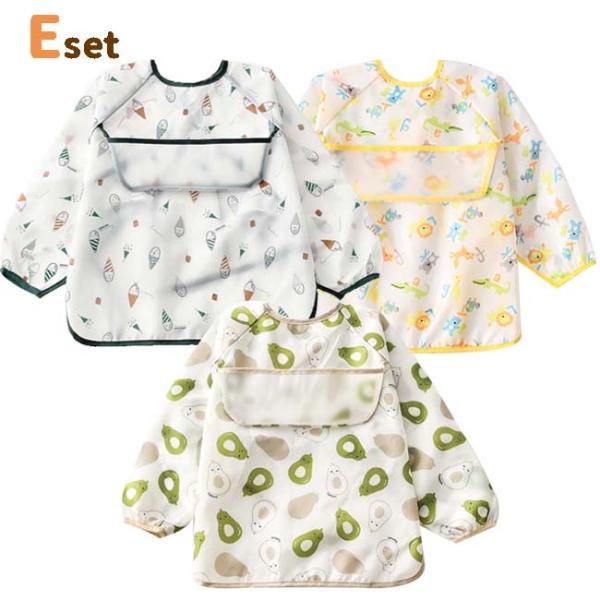 お食事 エプロン 3枚セット マジックテープ 袖付き 長袖 スモック 撥水加工 ポケット付き 食べこぼし ベビー 子供 おしゃれ かわいい 女の子 男の子 爆買 |  | 15