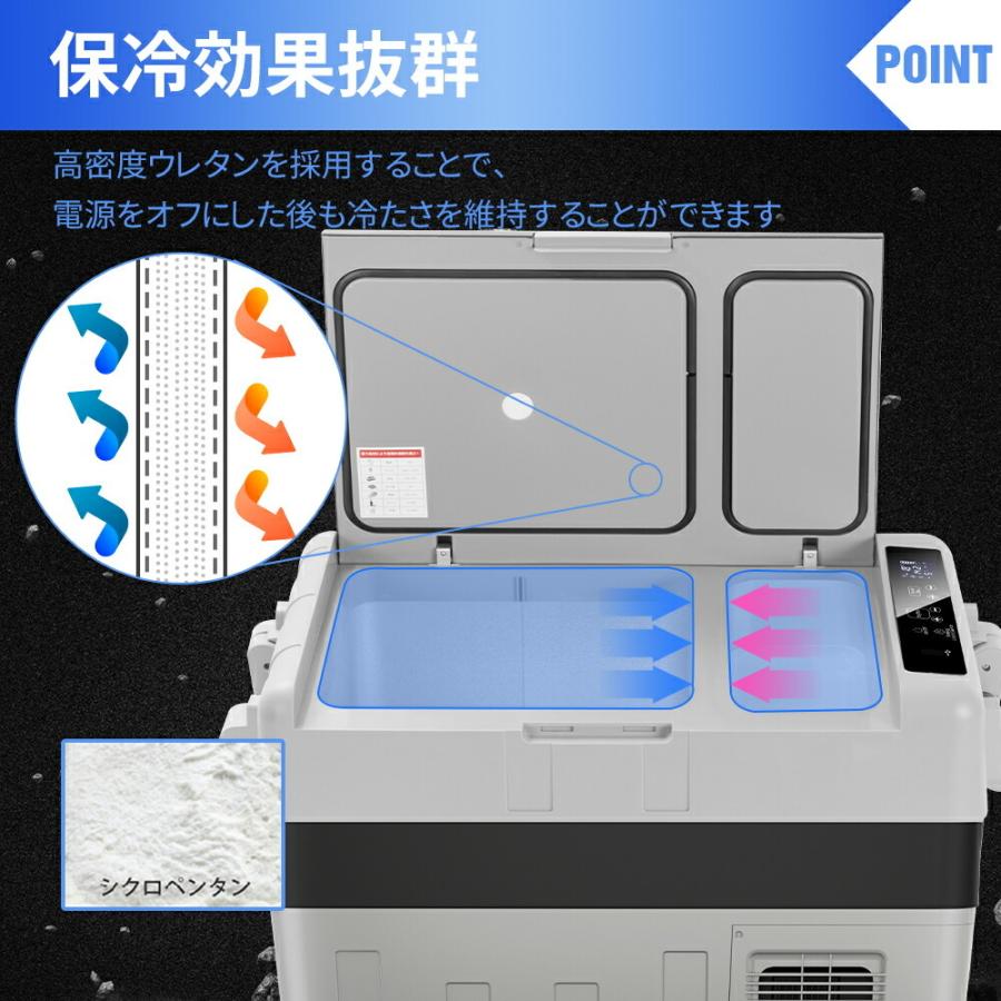 車載冷蔵庫 40L -20℃〜10℃ 2室タイプ 12V/24V車に対応 AC/DC電源