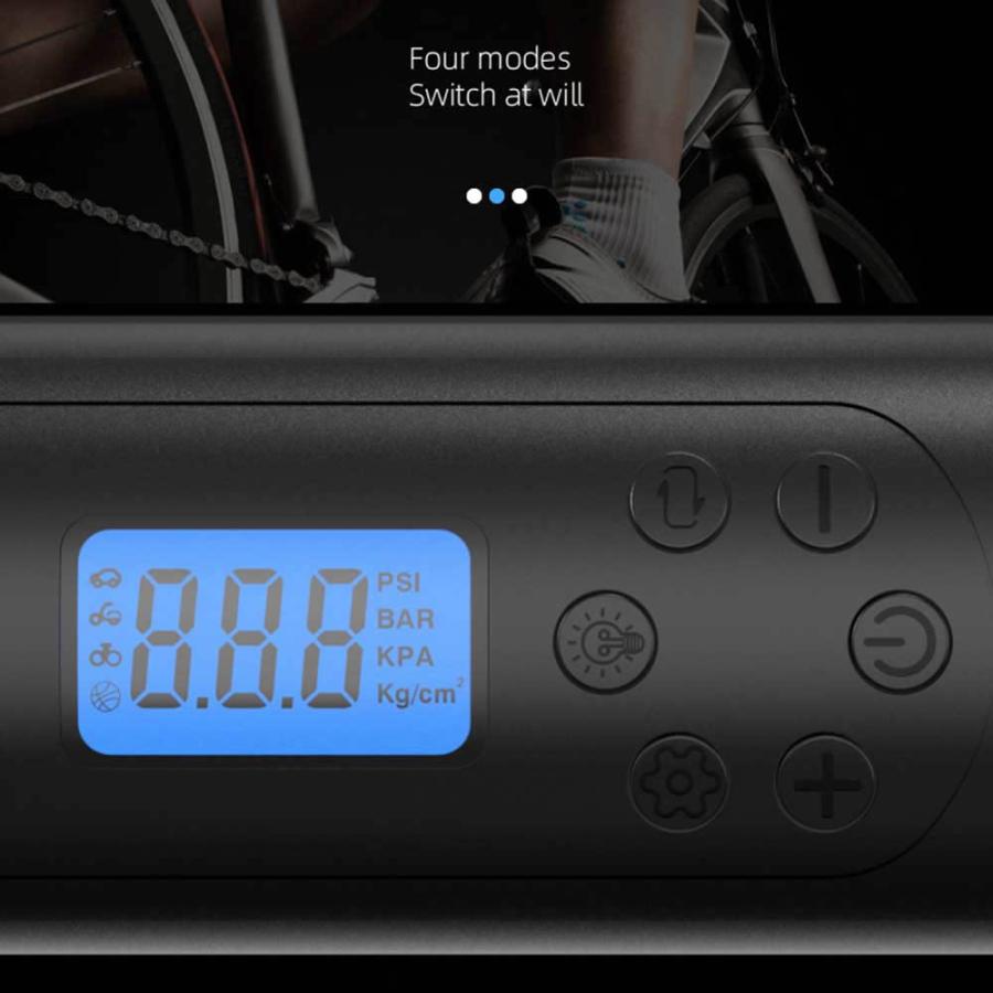 持ち運び電動空気入れ 超小型 電動エアコンプレッサー 電動ポンプ 全自動 最大圧力150PSI SOS信号LEDライト付き 軽量 充電式 操作簡単 コードレス 自 |  | 01