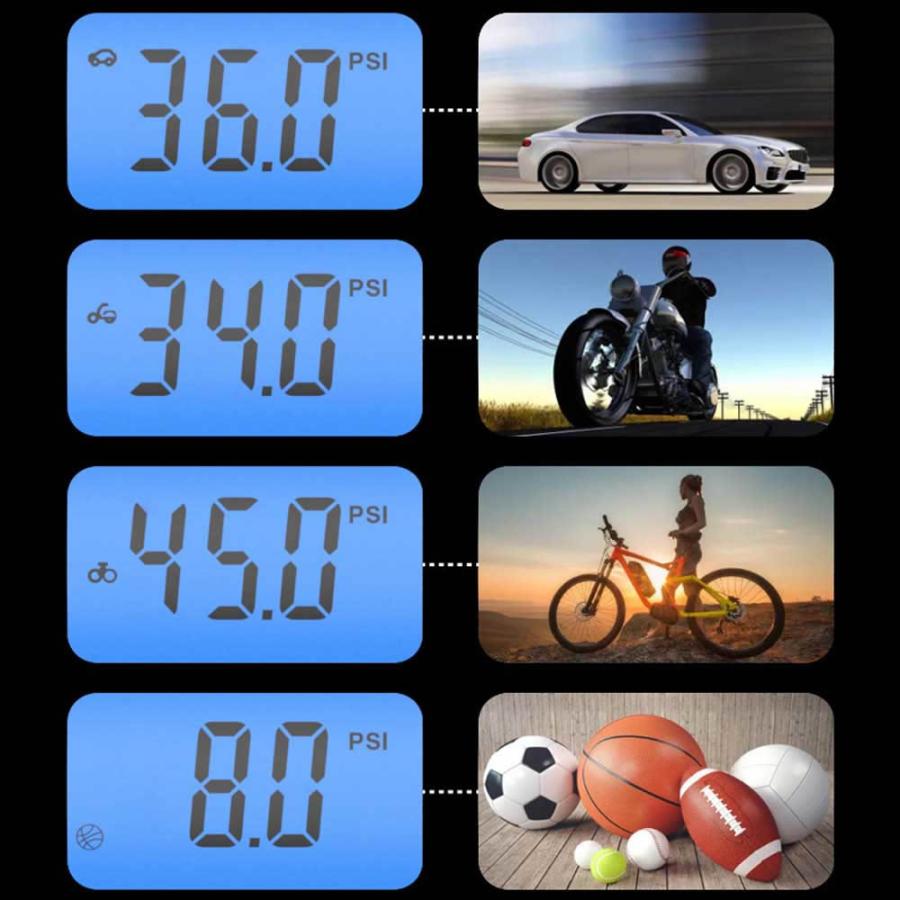 持ち運び電動空気入れ 超小型 電動エアコンプレッサー 電動ポンプ 全自動 最大圧力150PSI SOS信号LEDライト付き 軽量 充電式 操作簡単 コードレス 自 |  | 02