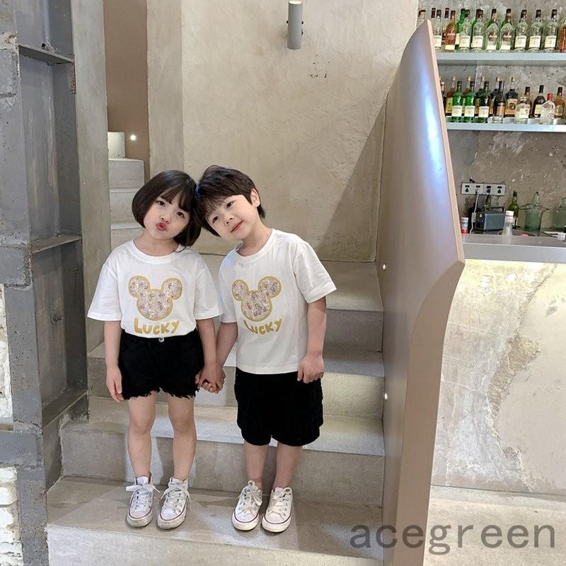 ミッキー半袖tシャツ 90 100 110 大人 ディズニー親子コーデお揃いペア 94 Off