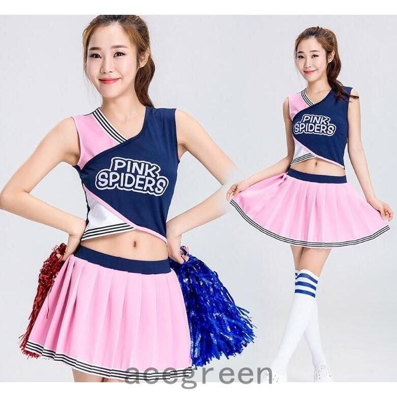 チアガール応援服 コスプレ衣装 ダンスウェア チアリーダー 運動会体操服 クリスマスファッション 上下セットアップ 2枚 トップス モデル応援団舞台演出服団体服 スカート