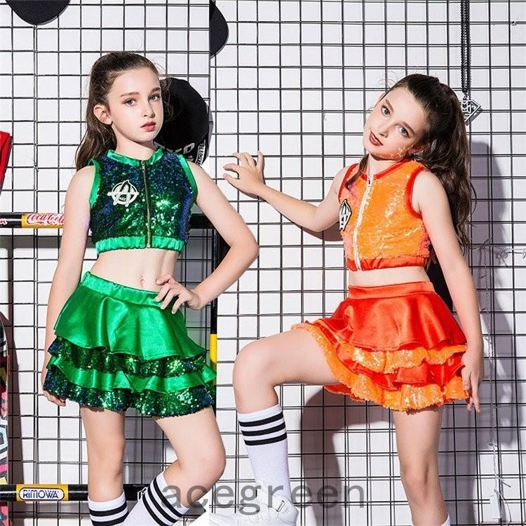 クーポン対象外 スパンコール衣装 派手 ガールズ チアダンス 衣装 チアパン キッズダンス衣装 ヒップホップ キッズ ダンス衣装 セットアップ Hiphop Babylonrooftop Com Au