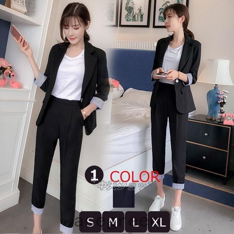 レディースファッション 等級以上 パンツスーツレディース30代40代春夏9分丈パンツスーツ韓国風セットol 事務服 黒セレモニースーツ フォーマル オフィスご入学式 面接 卒業式 S Ml Xl Y4vgbewqun Shahjahanmosque Org Uk