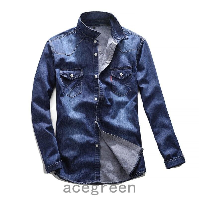 に値下げ ダンガリーシャツ メンズ シャツ デニム 長袖 スリム ユーズド 加工 カジュアルシャツ Fmfm Com Mx
