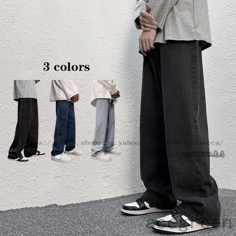 デニム ワイドパンツ メンズ ジーンズ 新作 ストレート カジュアル ワイドカーゴパンツ ストリート系 ファッション おしゃれ 韓国 ストリートファッション Ace46 Acegreen 通販 Yahoo ショッピング