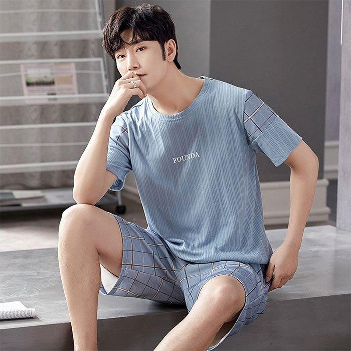 超美品 下着 靴下 部屋着 メンズパジャマ 夏 上下セット パジャマ メンズ 夏 ２点セット セットアップ ルームウェア 半ズボン 半袖 プルオーバー 男性用 ナイトガウン 綿混 部屋着 寝巻き Www Threeriversofs Com