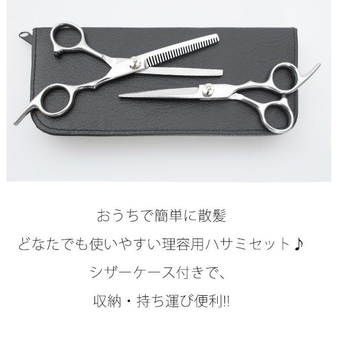 散髪ハサミセット 5点セット カットバサミ スキバサミ コーム シザーケース ラバークッション |  | 02