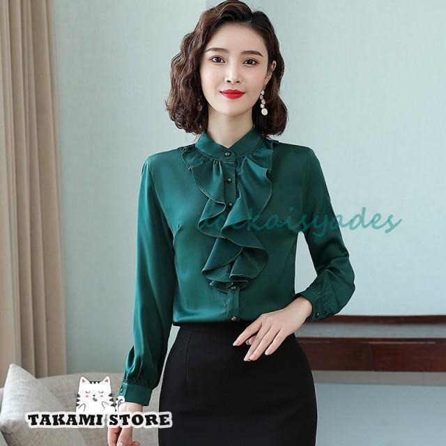 シャツ ブラウス トップス レディース 長袖 スタンドカラーブラウス フリルブラウス 大きいサイズ 3L 4L 5L 通勤服 オフィス きれいめ 春 秋 楽天市場】【OUTLET SALE】ブラウス《フリルスタンドカラー
