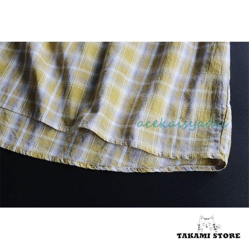 ブラウス シャツ トップス 7分袖 シャツブラウス 綿麻 コットン