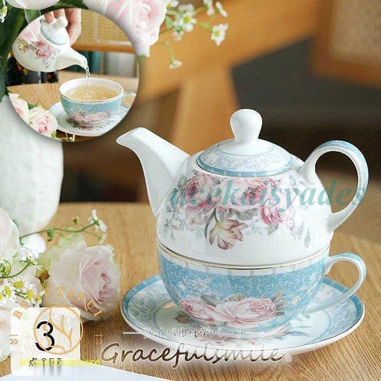 ポット＋カップ＋ソーサーの3セット 一体化斬新デザイン 省