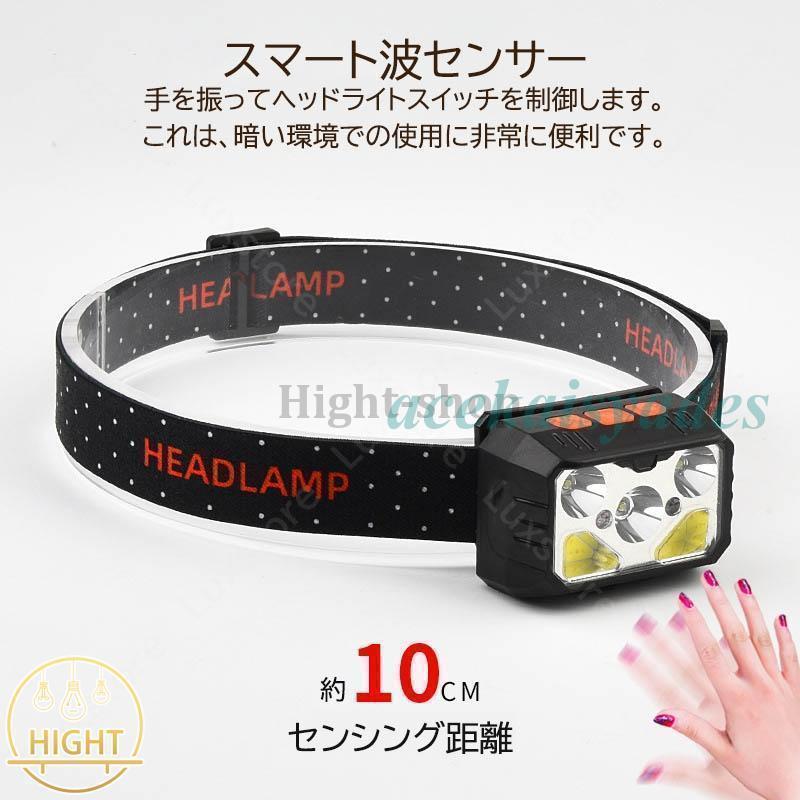 りぬ3点 LED ヘッドランプ 防水 高輝度 強力 USB充電式 センサー付き ヘッド