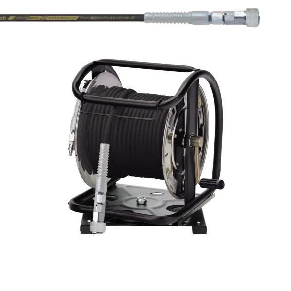 フジマック GHD-630TC 高圧用C型ドラム 回転台付き 高圧スーパースムージーホース30M付 内径6mmx30m ロック一発カプラ付