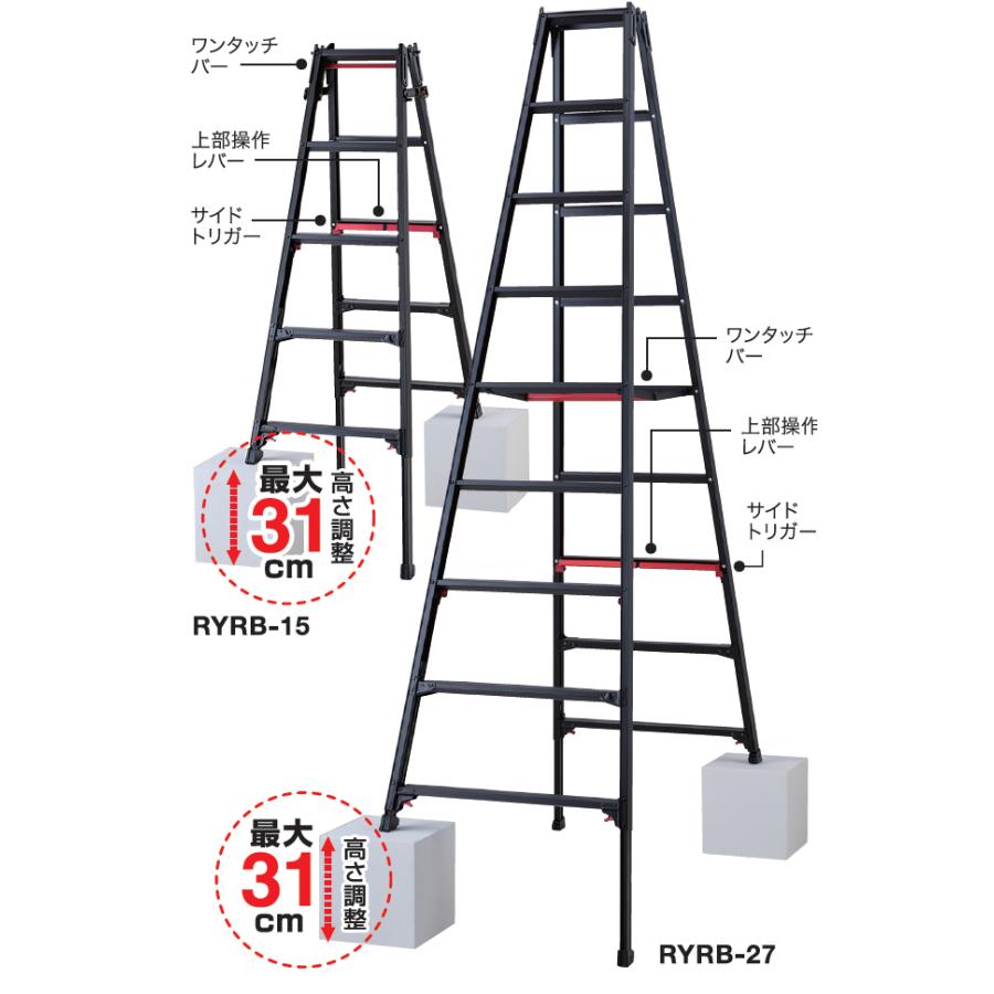 長谷川工業 はしご兼用伸縮脚立 上部操作タイプ RYRB-18 シャガマン 
