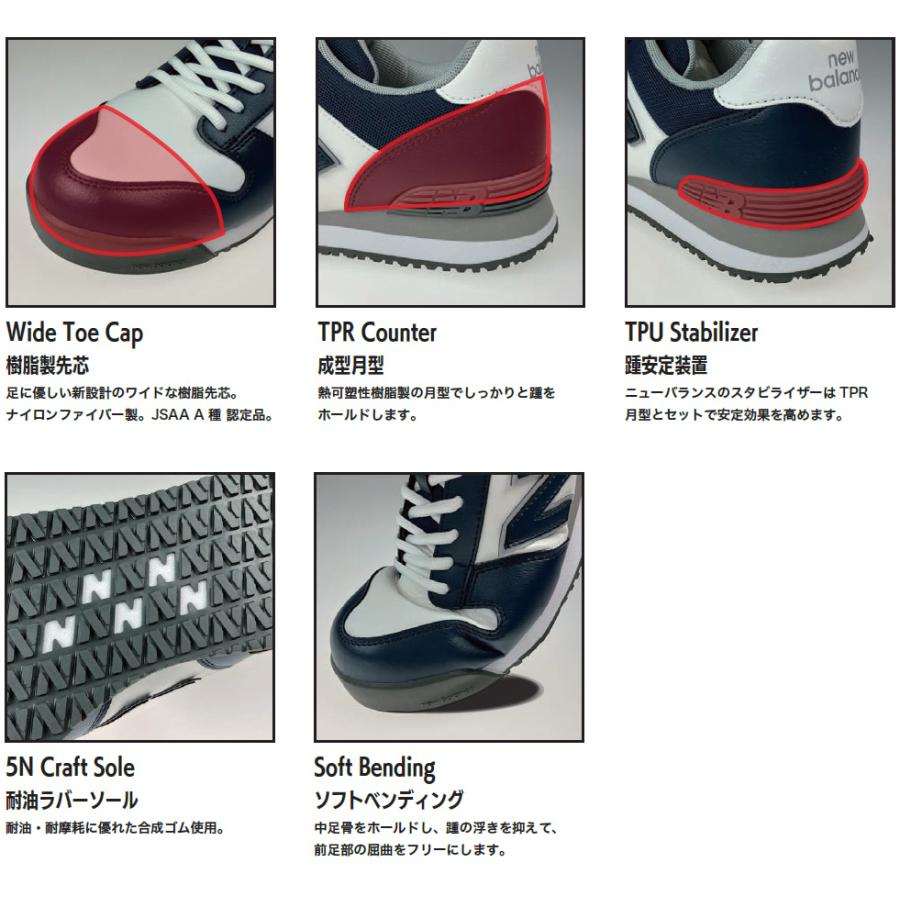 New Balance PL-112GL本革 安全靴 新品 ニューバランス 安全靴 PL-112GL Portland ホワイト×ブラック