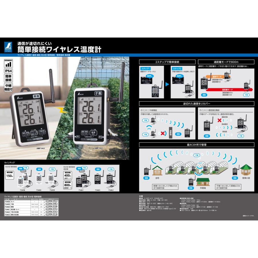 シンワ（工具） シンワ測定 73459 ワイヤレス温度計 子機 防水型