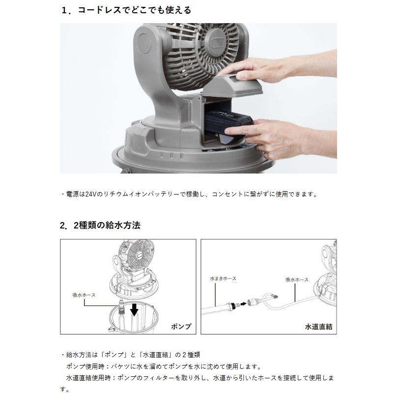 SHOWA ミストワークファン コードレス N25-01 自動首振り機能
