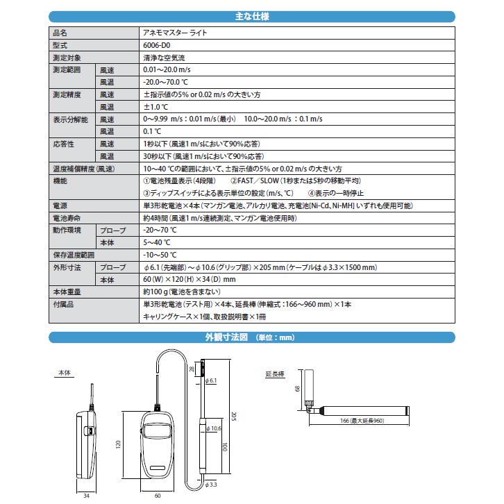 KANOMAX 日本カノマックス アネモマスター ライト Model 6006-D0 KANOMAX 日本カノマックス アネモマスター ライト Model 6006-D0