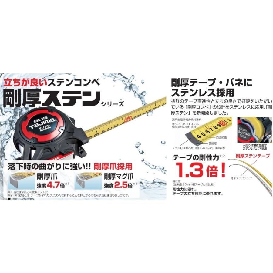 TAJIMA タジマ 剛厚Gステンロック25 長さ5.0m GAGSL25-50 メートル目盛 重量340g [JIS1級 剛厚ステンテープ コンベックス]｜acekeisoku｜04