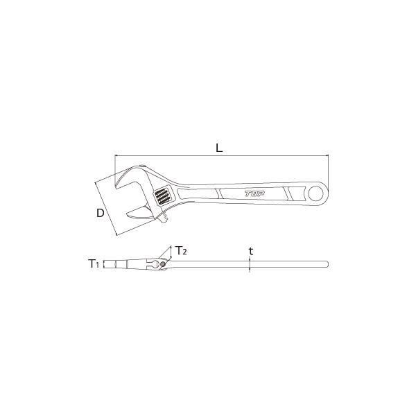 トップ工業 HX-375 モンキレンチ(HX) 口開き寸法0-48mm TOP : 現場屋