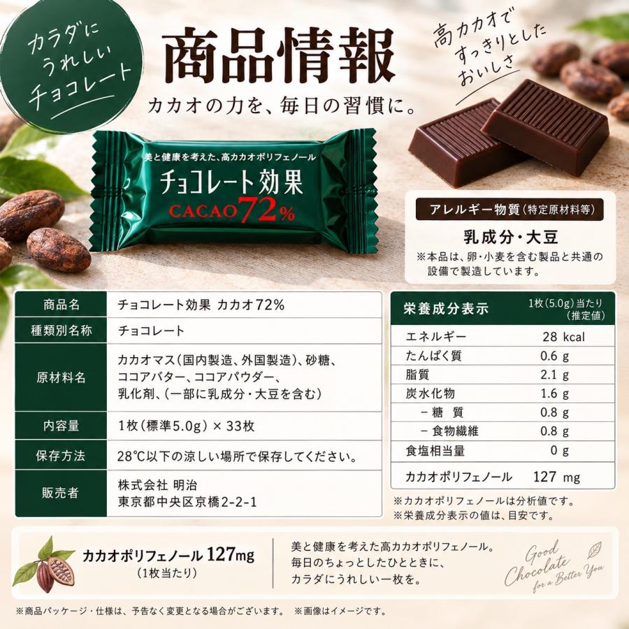 チョコレート効果 明治 カカオ72％ 33枚 高カカオ チョコレート 個包装