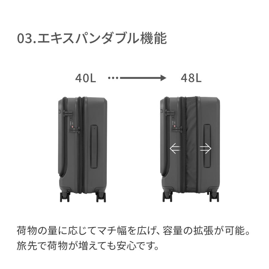 ＼エース公式／ ace. GENE エースジーン トルク スーツケース 40/48リットル 2-3泊 4kg 機内持込 エキスパンド キャスターストッパー 14.0インチPC A4 09091の画像