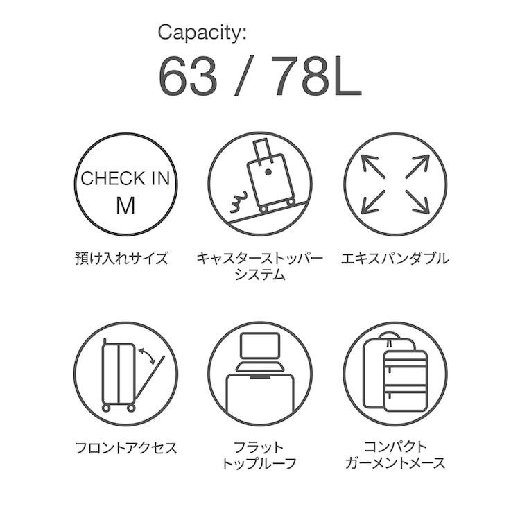 ＼エース公式／ ace. GENE エースジーン トルク スーツケース 63/78リットル 5-7泊 5kg エキスパンド キャスターストッパー PC A4 ガーメントケース 09092の画像