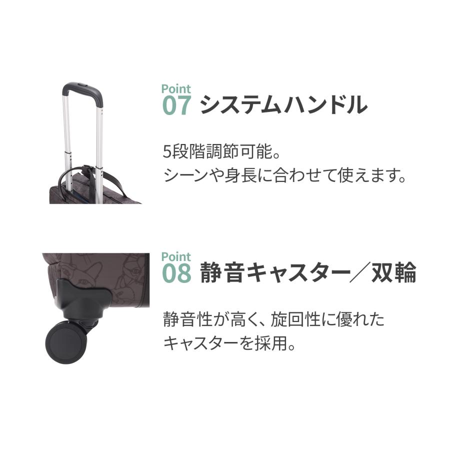 エース公式 HAyU ace. TOKYO ユッカ TR トローリーバッグ キャリーバッグ レディース おしゃれ かわいい ネコ柄 17841の画像