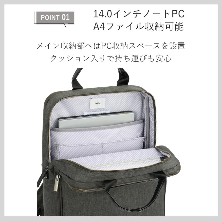 ace. GENE LABEL ＼エース公式／ ビジネスリュック レディース 通勤