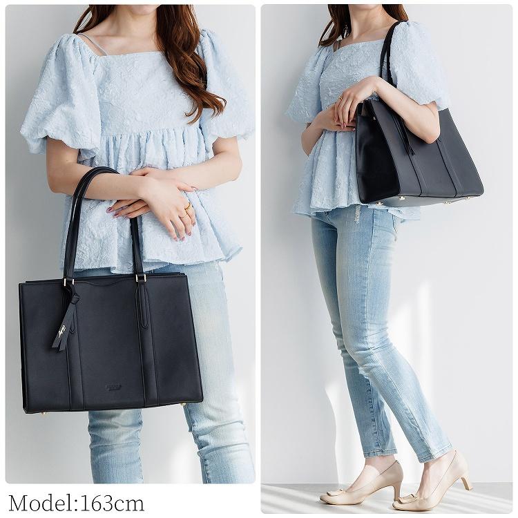 ＼ 公式／ トートバッグ 本革 可愛い シンプル  Jewelna Rose ジュエルナローズ フィンリー レザートート A4/13.3インチPC収納 65591の画像