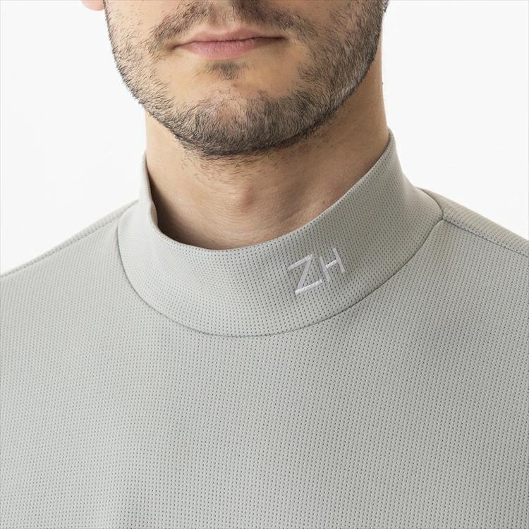 ゼロハリバートンゴルフ モックネックシャツ 半袖 M シルバーグレー ゴルフウェア シャツ 半袖 モックネックシャツ ゼロハリバートン