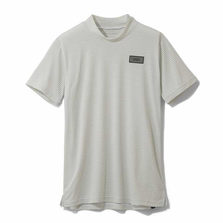ゴルフウェア シャツ 半袖 メランジボーダーモックネックシャツ