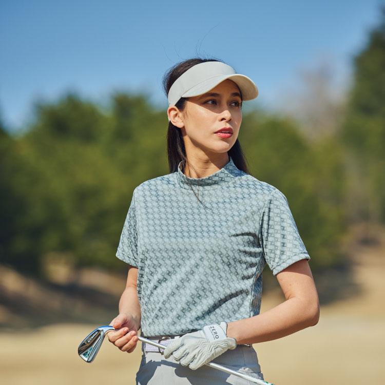 ゼロハリバートン ゴルフ モックネックシャツ 半袖 M 白